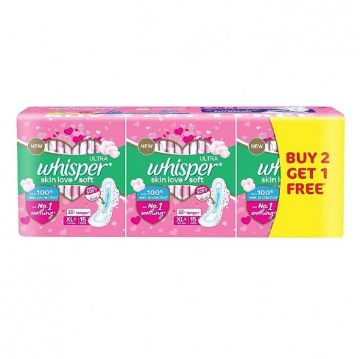 Picture of Whisper Ultra Skinlove Soft Sanitary Pads (XL+) 15 pads ( Buy 2 Get 1Free)