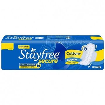 Picture of Stayfree Secure Cottony Soft Sanitary Napkin with Wings (Regular) 6 pads