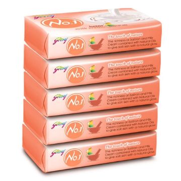 Picture of Godrej No. 1 Kesar & Milk Cream Bathing Soap 100gm (Buy 4 Get 1 Free)