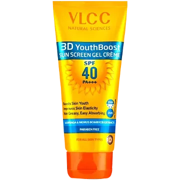 Picture of VLCC 3D Youth Boost SPF40 PA+++ Non-Greasy & Zero White Cast Sunscreen Gel Cream 100gm-125gm Extra