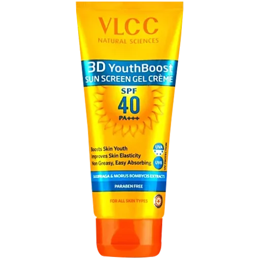 Picture of VLCC 3D Youth Boost SPF40 PA+++ Non-Greasy & Zero White Cast Sunscreen Gel Cream 100gm-125gm Extra